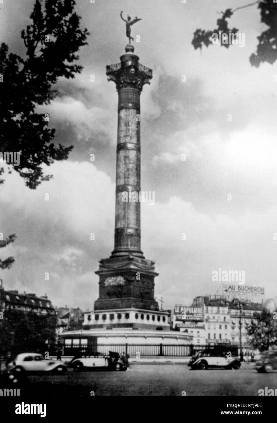 Geographie/reisen, Frankreich, Paris, Square, Place de la Bastille mit Juli Spalte, 1940er Jahre, Additional-Rights - Clearance-Info - Not-Available Stockfoto