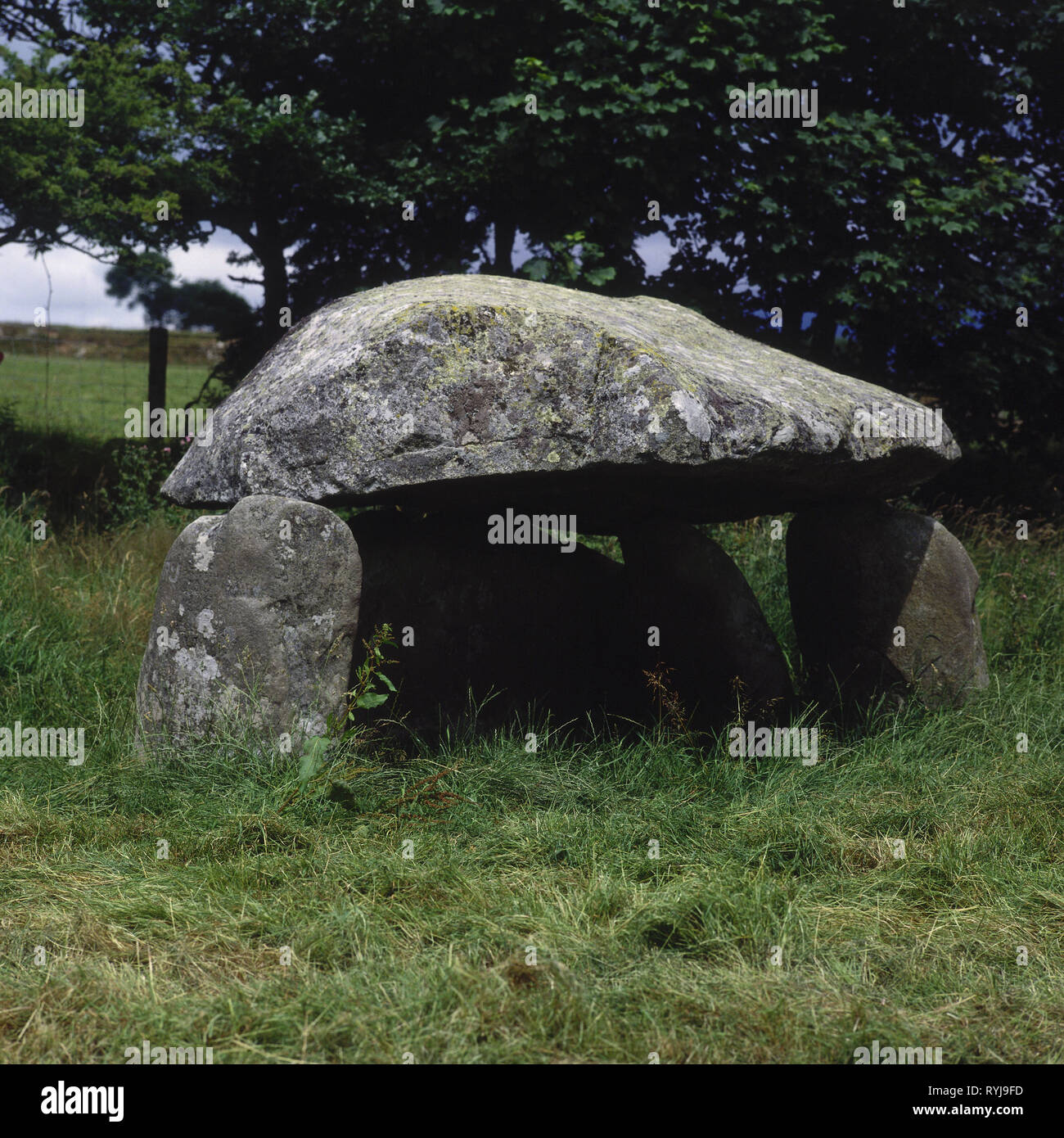Vorgeschichte, prähistorischen Zeiten, Architektur, Dolmen, megalithischen Grab von Rhoslan, Halbinsel Lleyn, Wales, Großbritannien, Additional-Rights - Clearance-Info - Not-Available Stockfoto