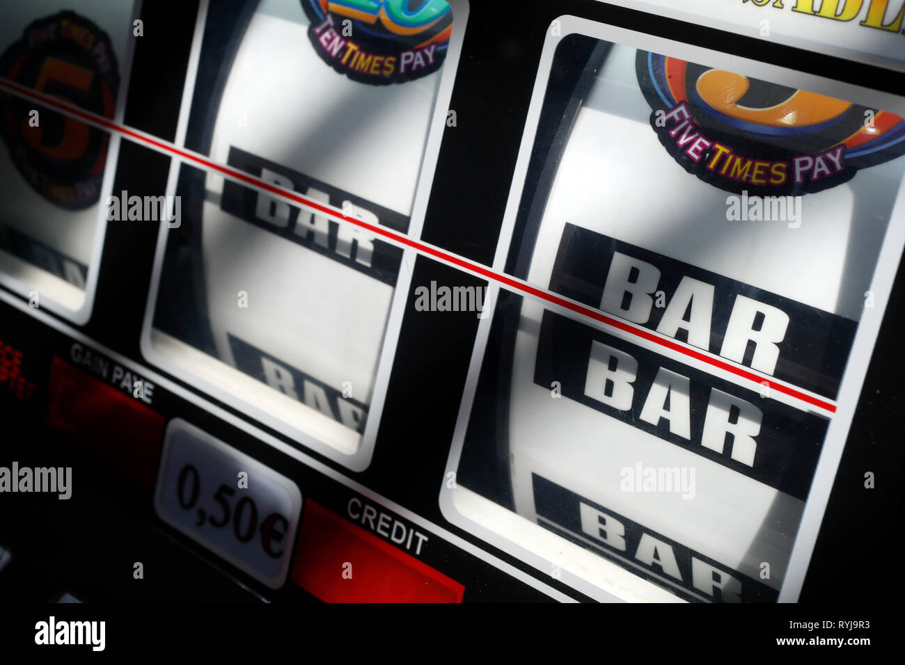 Slot Maschine in einem Casino. Frankreich. Stockfoto