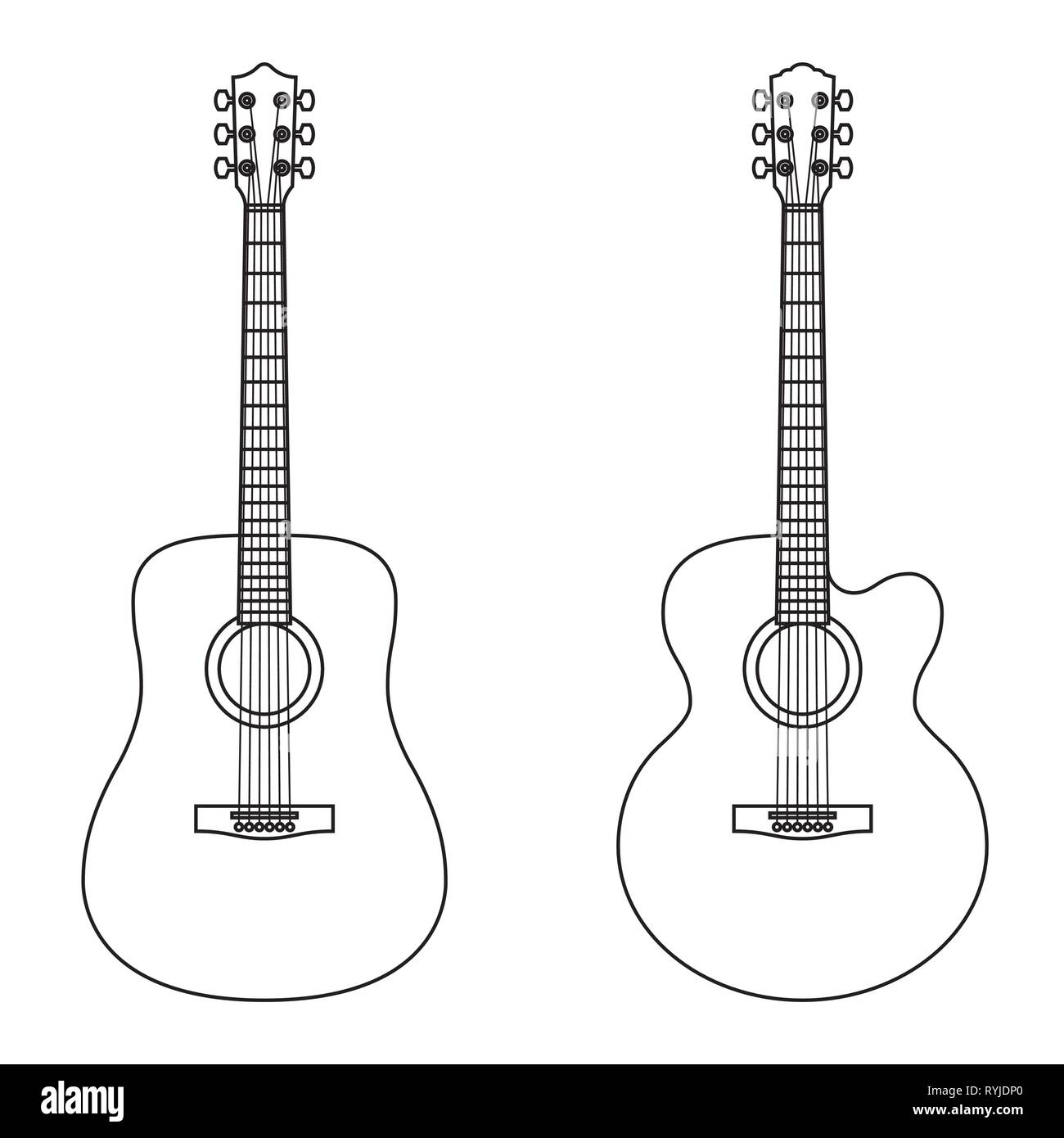 Akustik Gitarre. Vektor, dünne Linie Stock Vektor