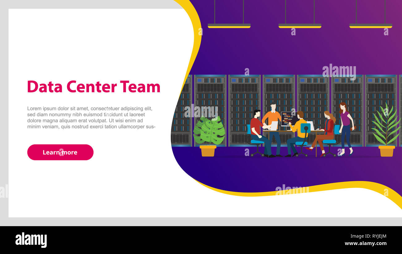 Data Center team konzept für Website Vorlage Landing-page-Vektor Stockfoto