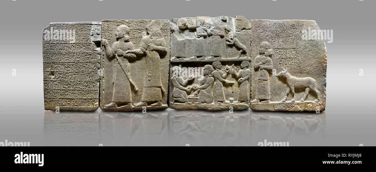 Bild-und-Bild der Hethiter monumentale Relief modellierten orthostat stone Panel von Royal untermauern. Basalt, Karkamıs, (Kargamıs), Karkemisch (Karkemish), 9. Stockfoto