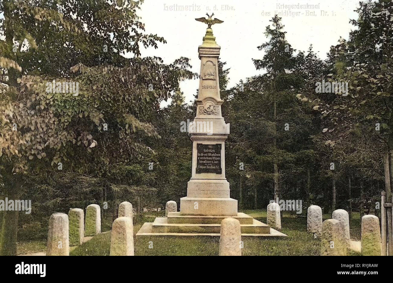Kriegerdenkmäler in Tschechien, in der österreichisch-ungarischen Armee 1911, Aussig, nach Leitmeritz, Kriegerdenkmal Stockfoto