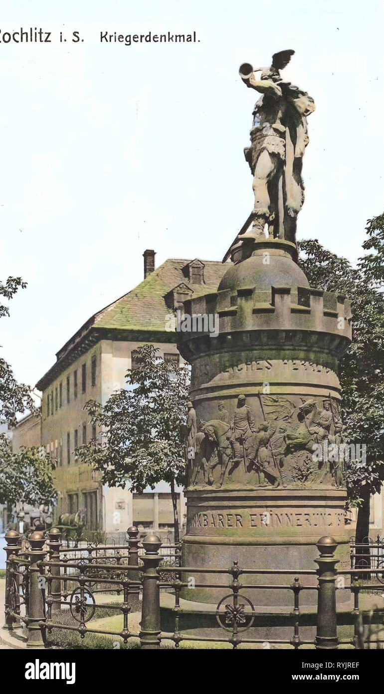 Kriegerdenkmäler in Sachsen, Gebäude in Rochlitz, 1911, Landkreis Mittelsachsen, Rochlitz, Kriegerdenkmal, Deutschland Stockfoto