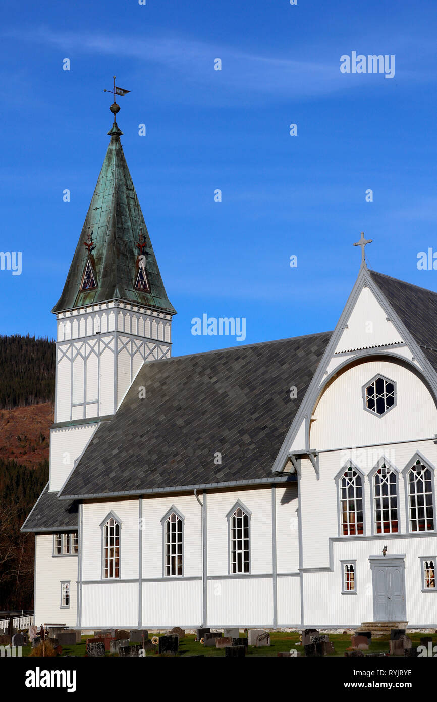 Evangelische Kirche. Horg Kirche. Lundamo. Norwegen. Stockfoto
