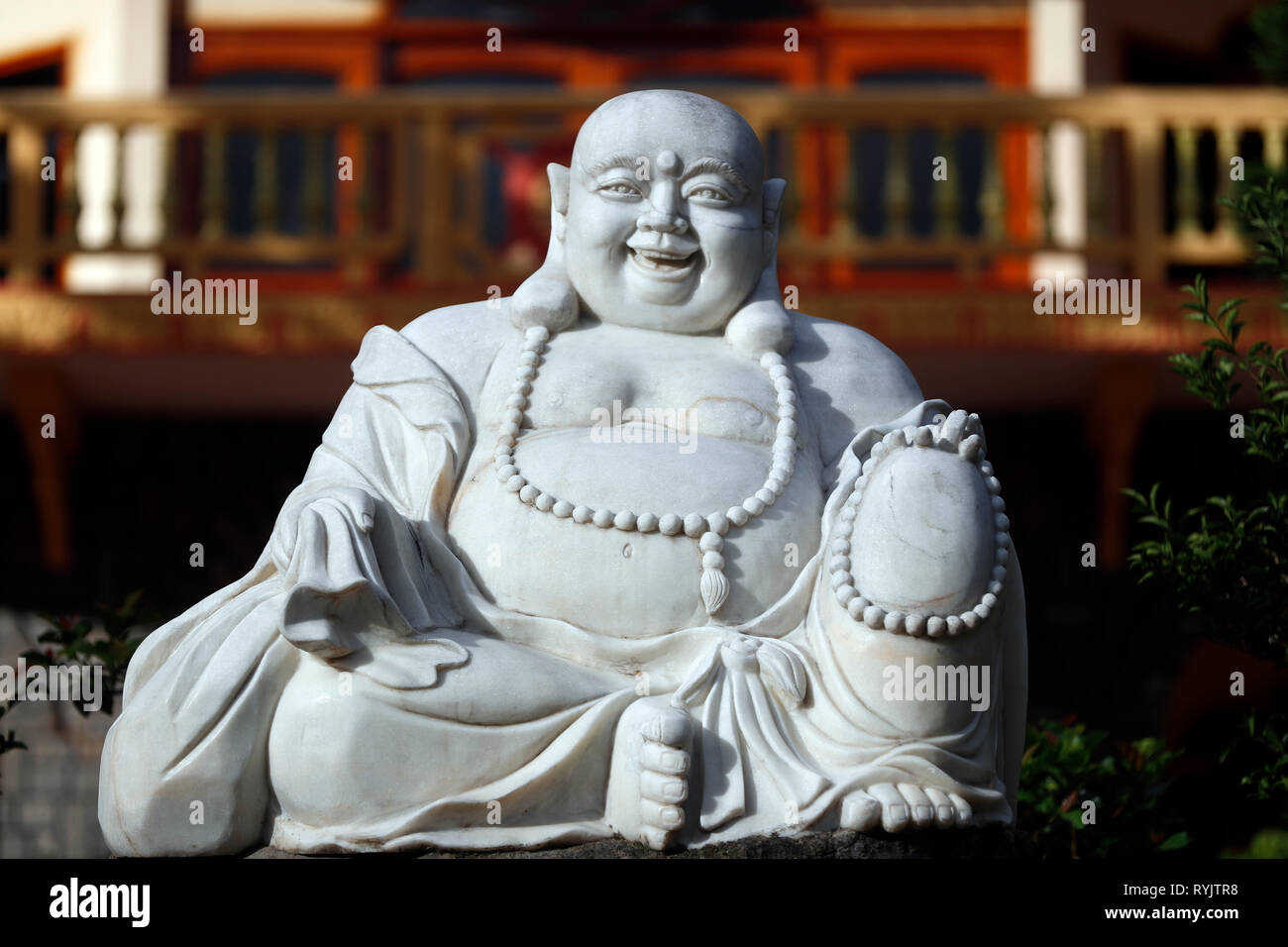 Tinh Quang Pagoda. Smiling Buddha oder Big Happy Buddha Statue. Dalat. Vietnam. Stockfoto