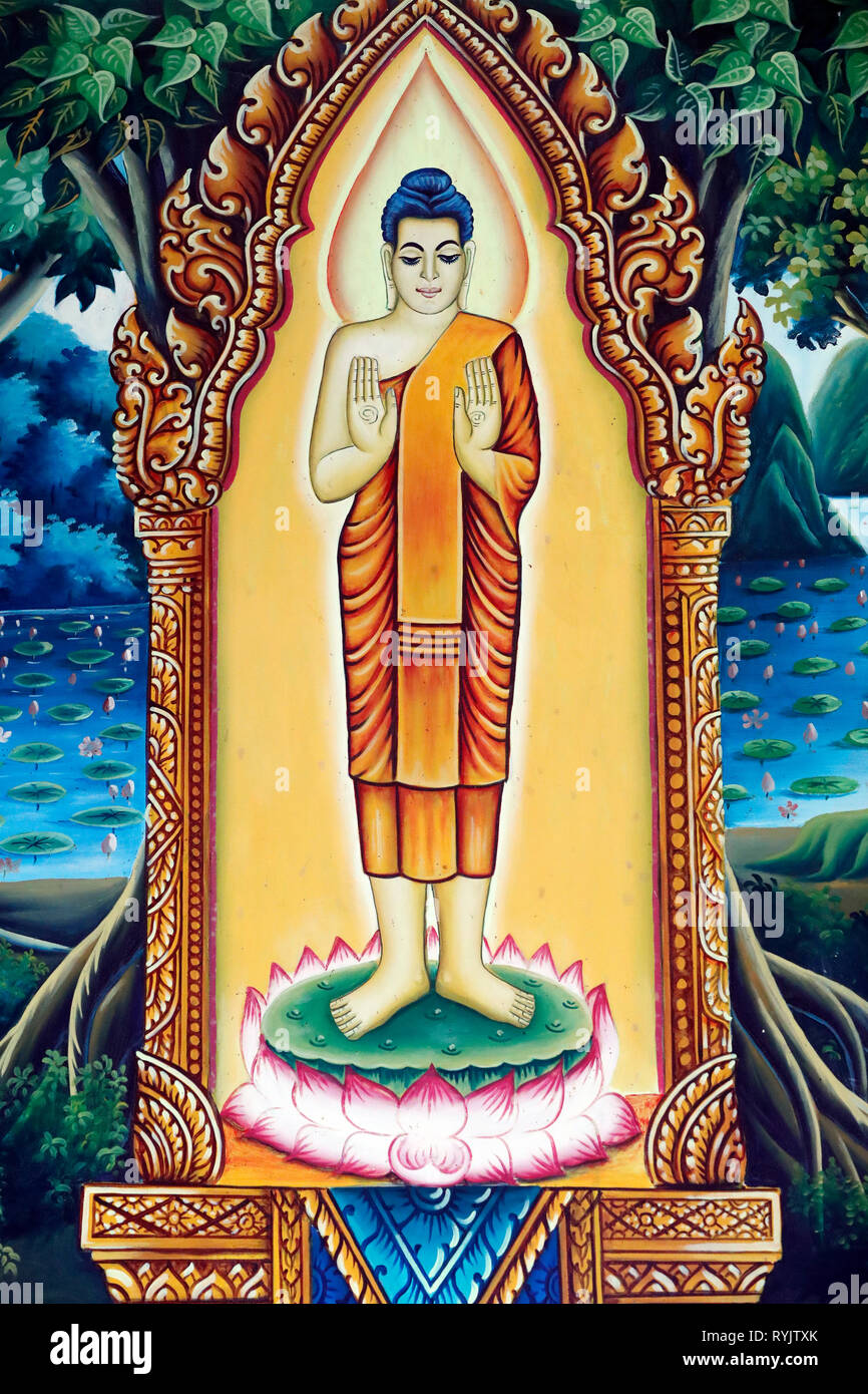 Pitu Khosa Rangsay buddhistischen Pagode. Das Leben des Buddha, Siddhartha Gautama. Can Tho. Vietnam. Stockfoto