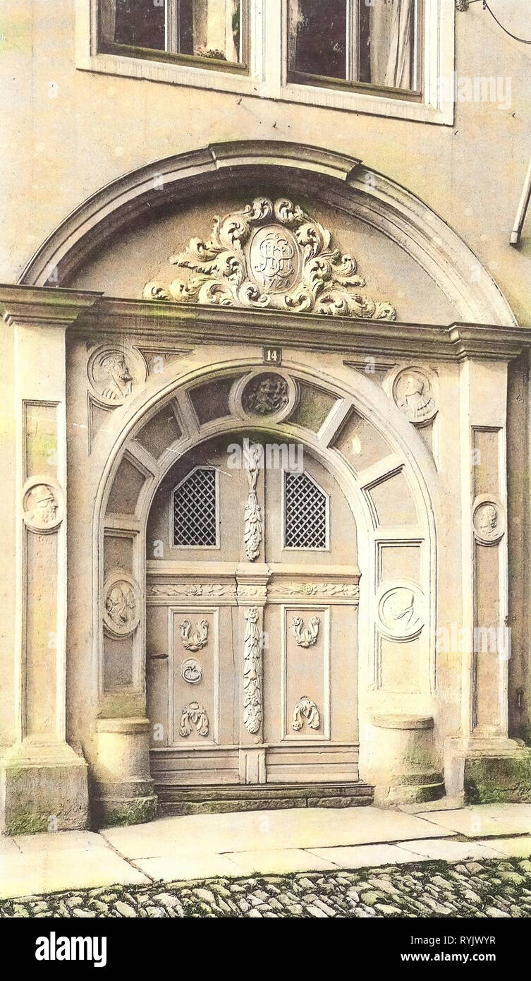 Der Förster Lodges, Türen in Sachsen 1911, Erzgebirgskreis, 14 (Anzahl), 1720, Marienberg, Portal der Oberforstmeisterei, Deutschland Stockfoto