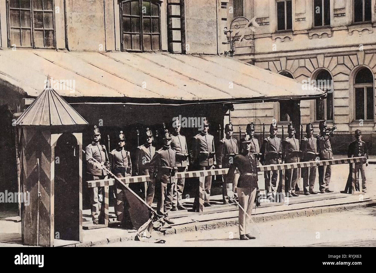 Militärische Einrichtungen, Gebäude in Josefov (jaroměř), österreichisch-ungarischen Armee 1911, Hradec Králové, Josefstadt, Hauptwache Stockfoto