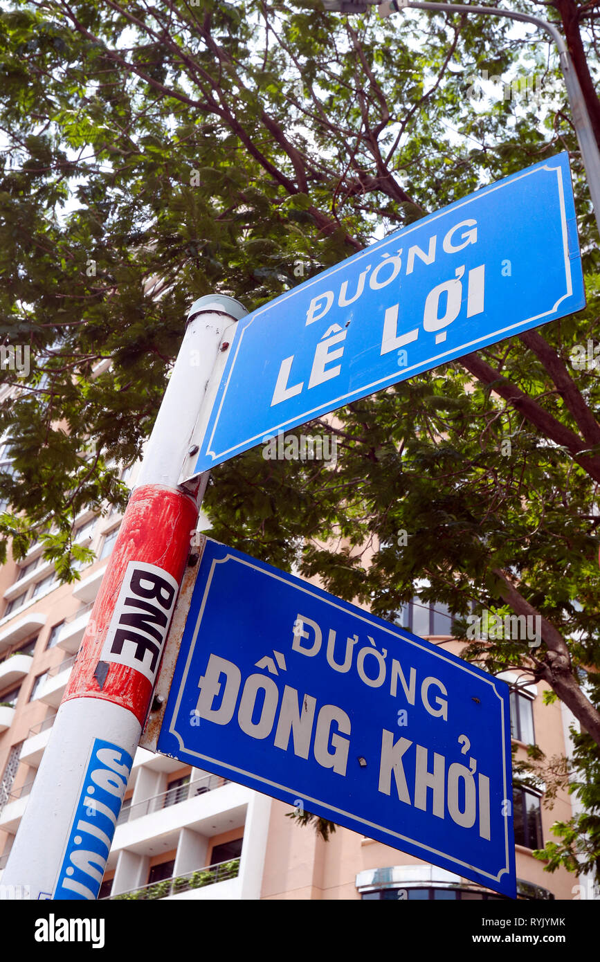Bezirk 1. Le Loi und Dong Khoi Straße. Ho Chi Minh City. Vietnam. Stockfoto