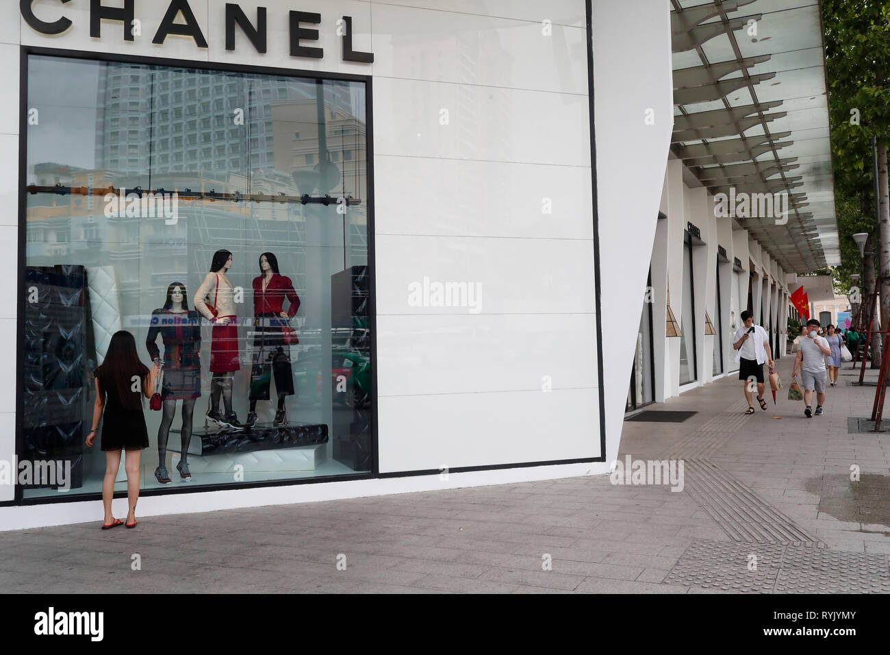 Bezirk 1. Luxus Chanel Boutique auf Le Loi street. Ho Chi Minh City. Vietnam. Stockfoto