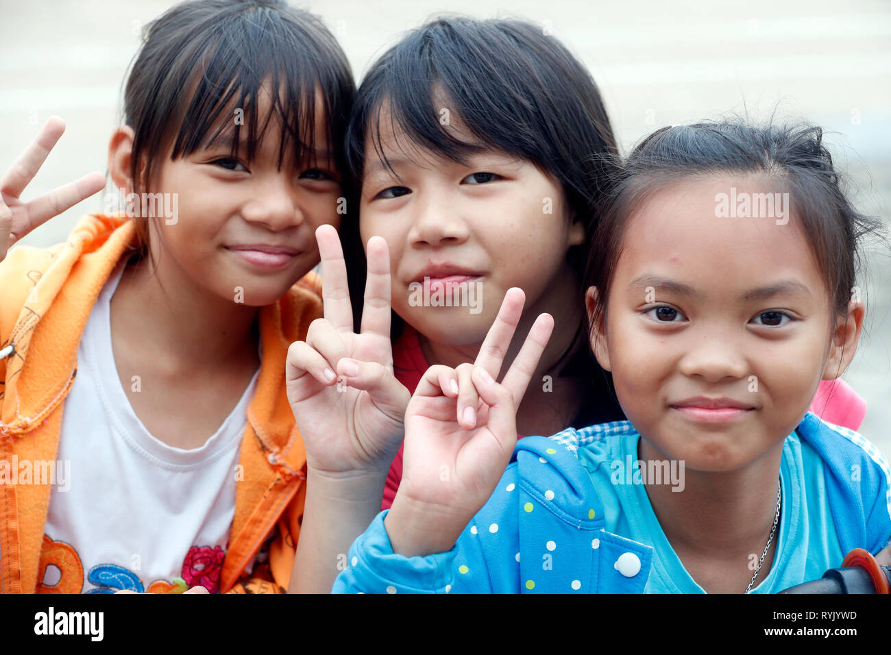 Drei vietnamesische Mädchen. Vung Tau. Vietnam. Stockfoto