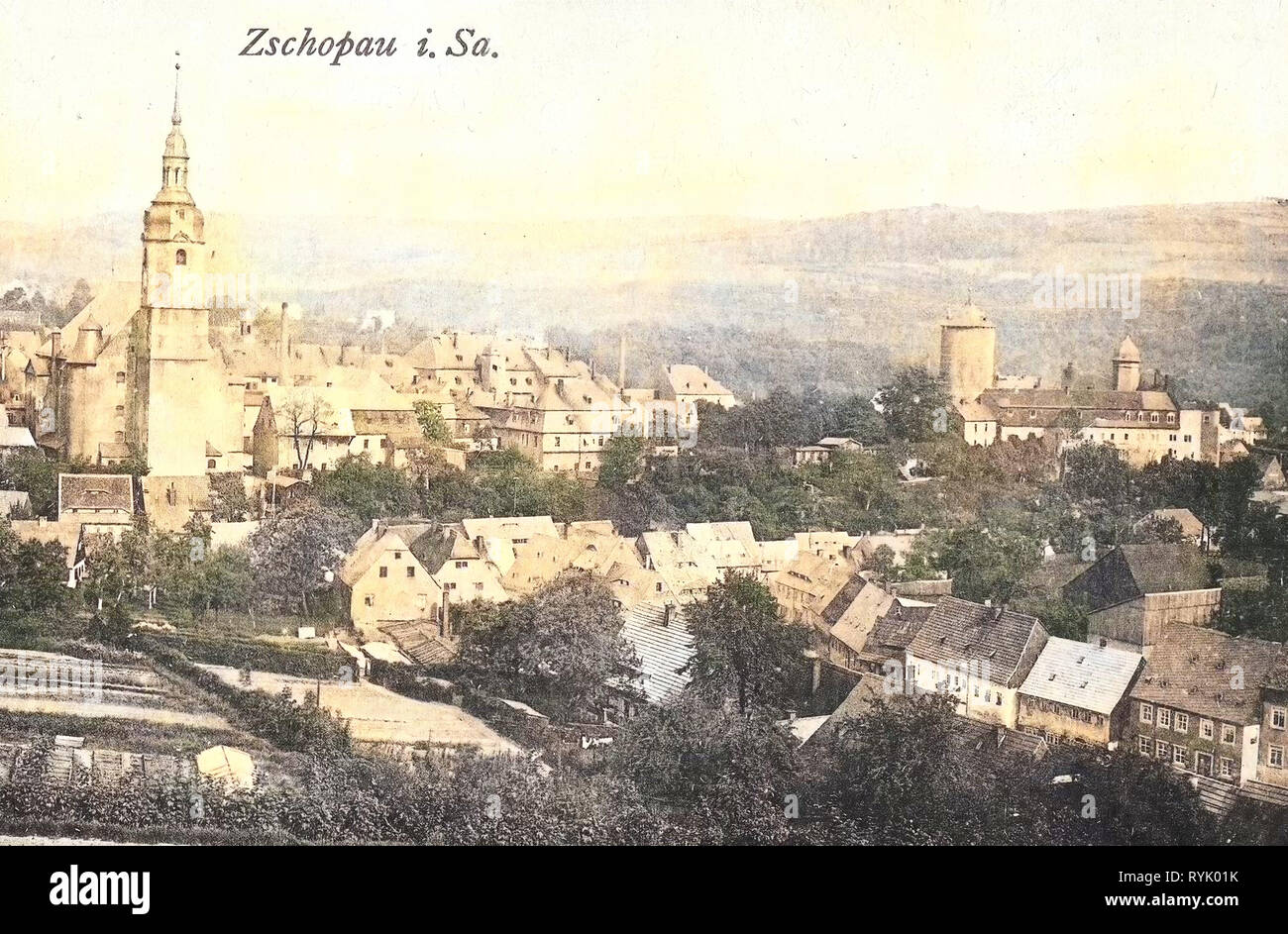 Schloss Wildeck, Zschopau, Evangelische Kirche (Zschopau), Gebäude im Erzgebirgskreis, 1913, Erzgebirgskreis, Deutschland Stockfoto