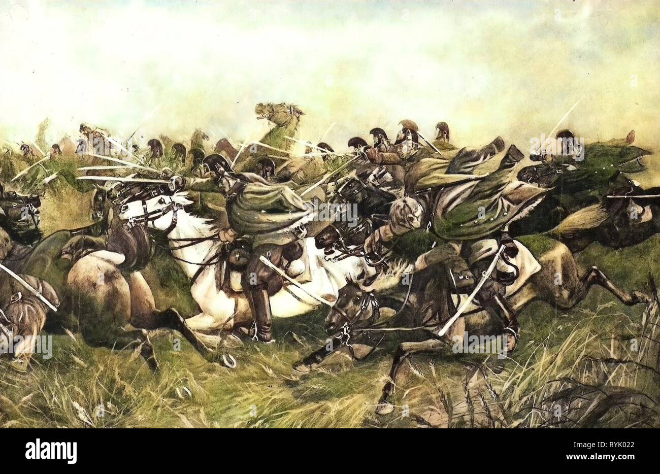 Gemälde, militärische Nutzung von Pferden, österreichisch-ungarischen Armee, 1913 Postkarten, 1913, zur Österreichischen Dragoner Stockfoto