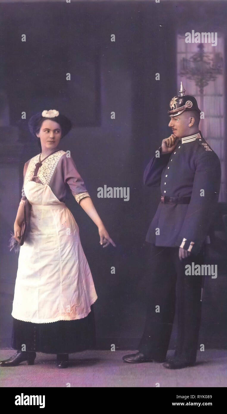Armee von Sachsen, verliebte Paare in Deutschland, 1913, Meißen, Grenadiere Ordonanz Stockfoto