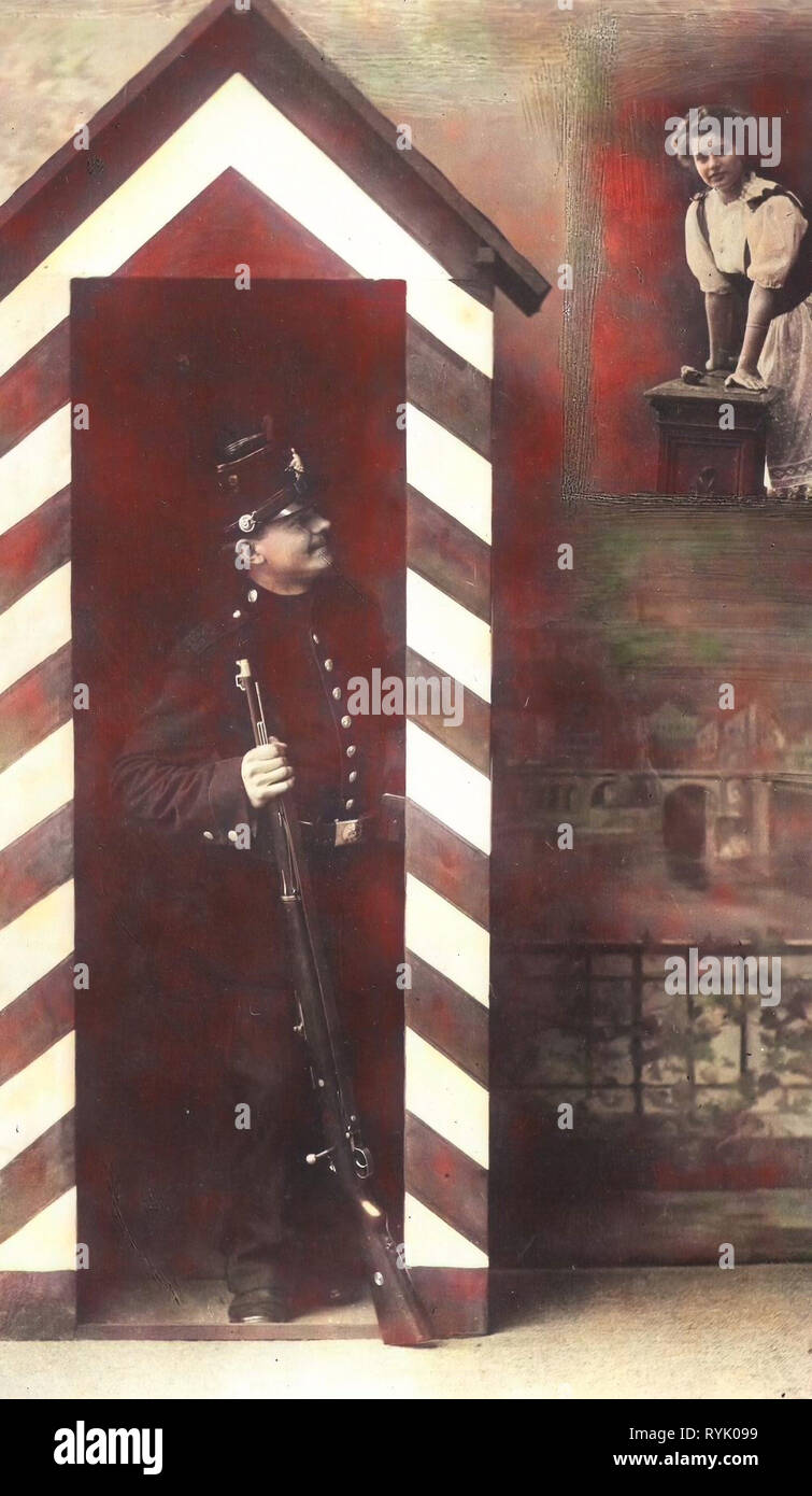 Sentry Boxen in Deutschland (historischen), verliebte Paare in Deutschland, Armee von Sachsen, 1913, Meißen, Schützen Schilderhaus Stockfoto