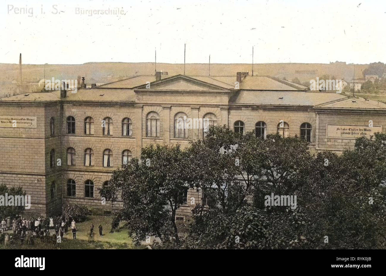 Schulen im Landkreis Mittelsachsen, Gebäude in Penig, 1913, Landkreis Mittelsachsen, Penig, Bürgerschule, Deutschland Stockfoto