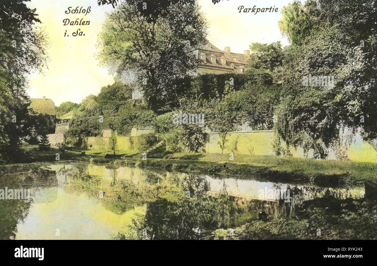 Schloss Dahlen, Teiche im Landkreis Nordsachsen, Parks in Sachsen, 1914