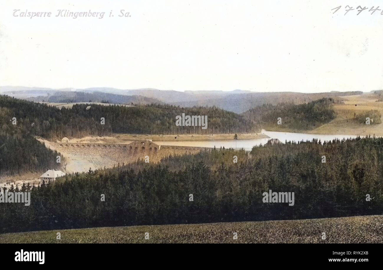 Klingenbergtalsperre, 1914, Landkreis Sächsische Schweiz-Osterzgebirge, Klingenberg, Talsperre, Deutschland Stockfoto