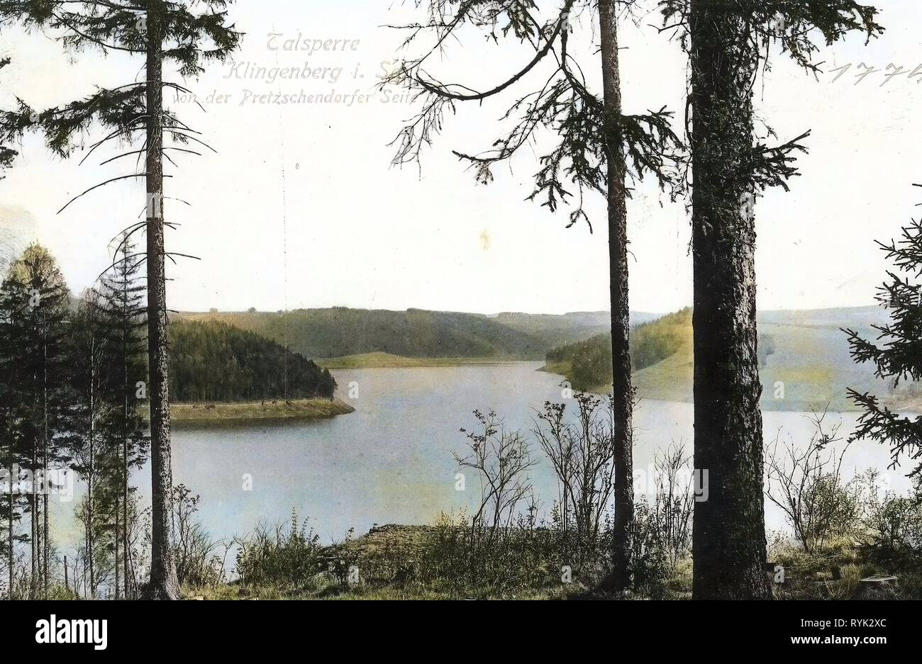 Klingenbergtalsperre, 1914, Landkreis Sächsische Schweiz-Osterzgebirge, Klingenberg, Talsperre, Pretzschendorfer Seite, Deutschland Stockfoto