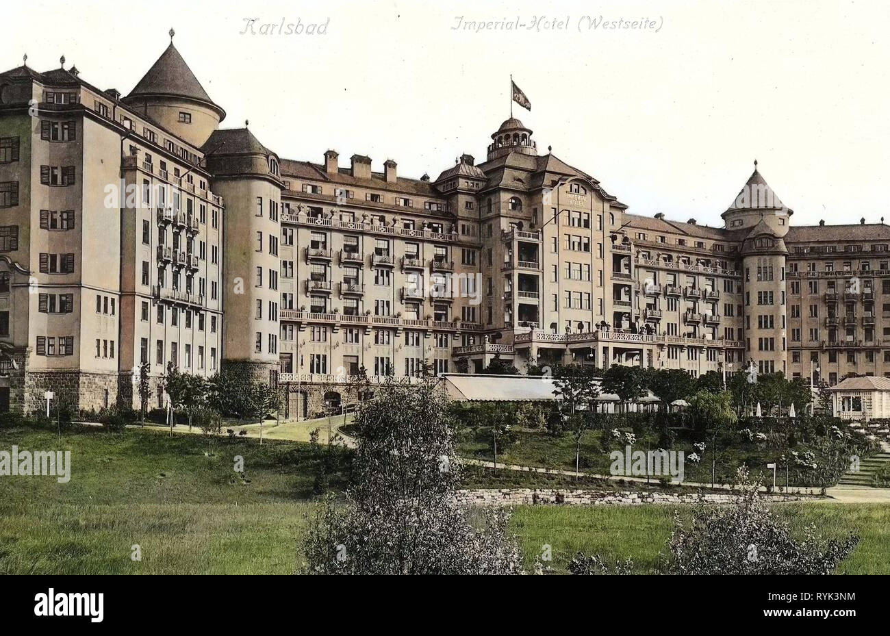 Hotel Imperial (Karlovy Vary), 1914, Karlsbad, Karlsbad, Hotel Imperial Westseite, Tschechische Republik Stockfoto