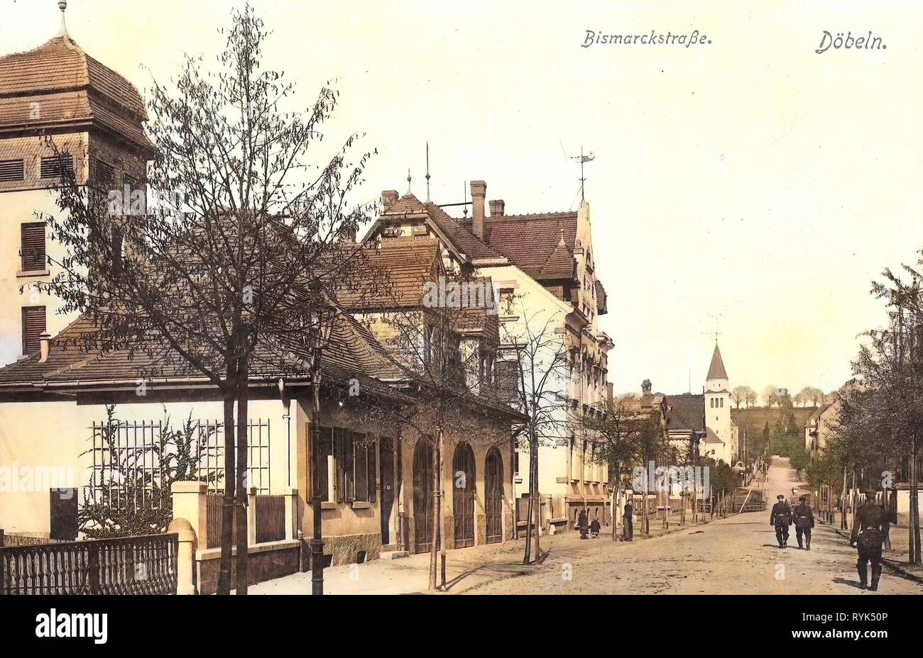 Feuerwehren in Deutschland, Gebäude in Döbeln, Kirchen in Döbeln, 1915, Landkreis Mittelsachsen, Döbeln, Bismarckstraße Stockfoto