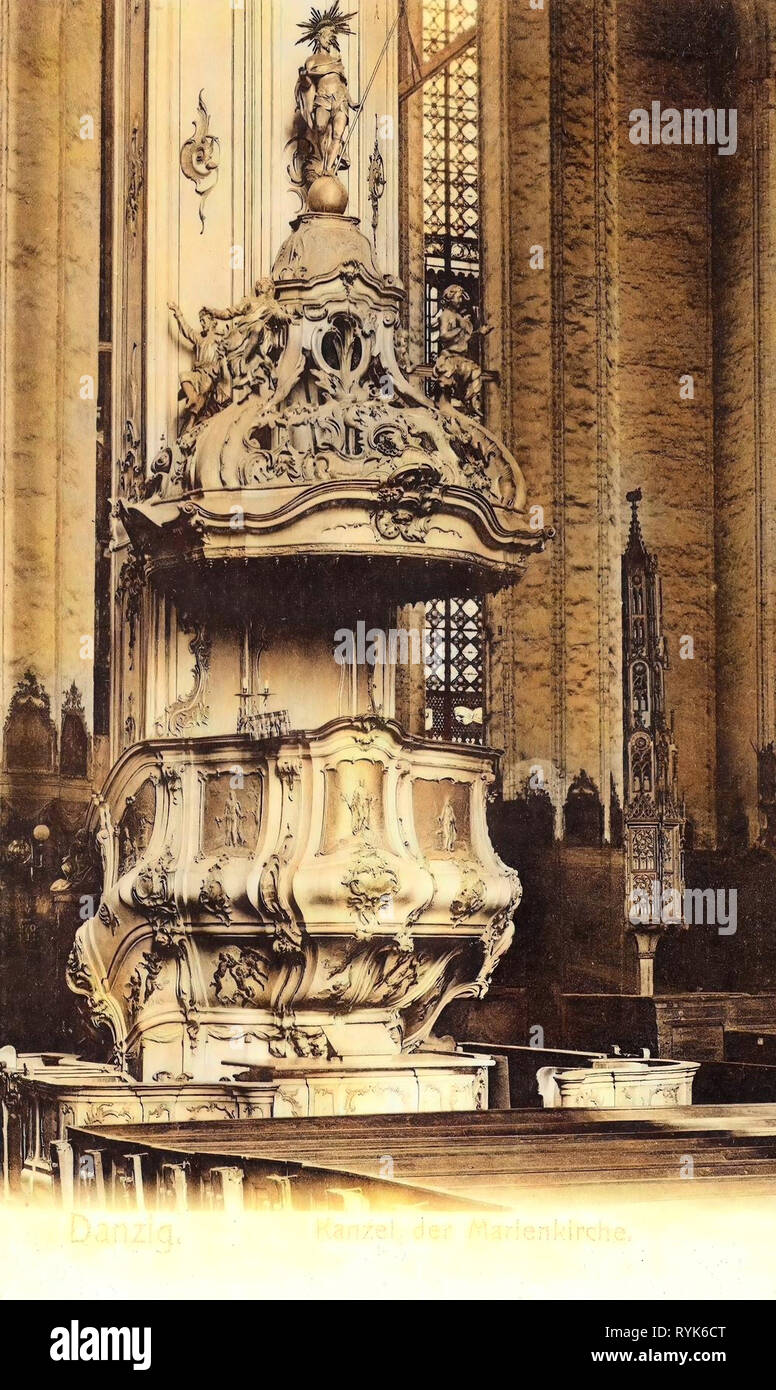 Kanzeln in Danzig, Innenansicht der Kirche St. Maria in Danzig