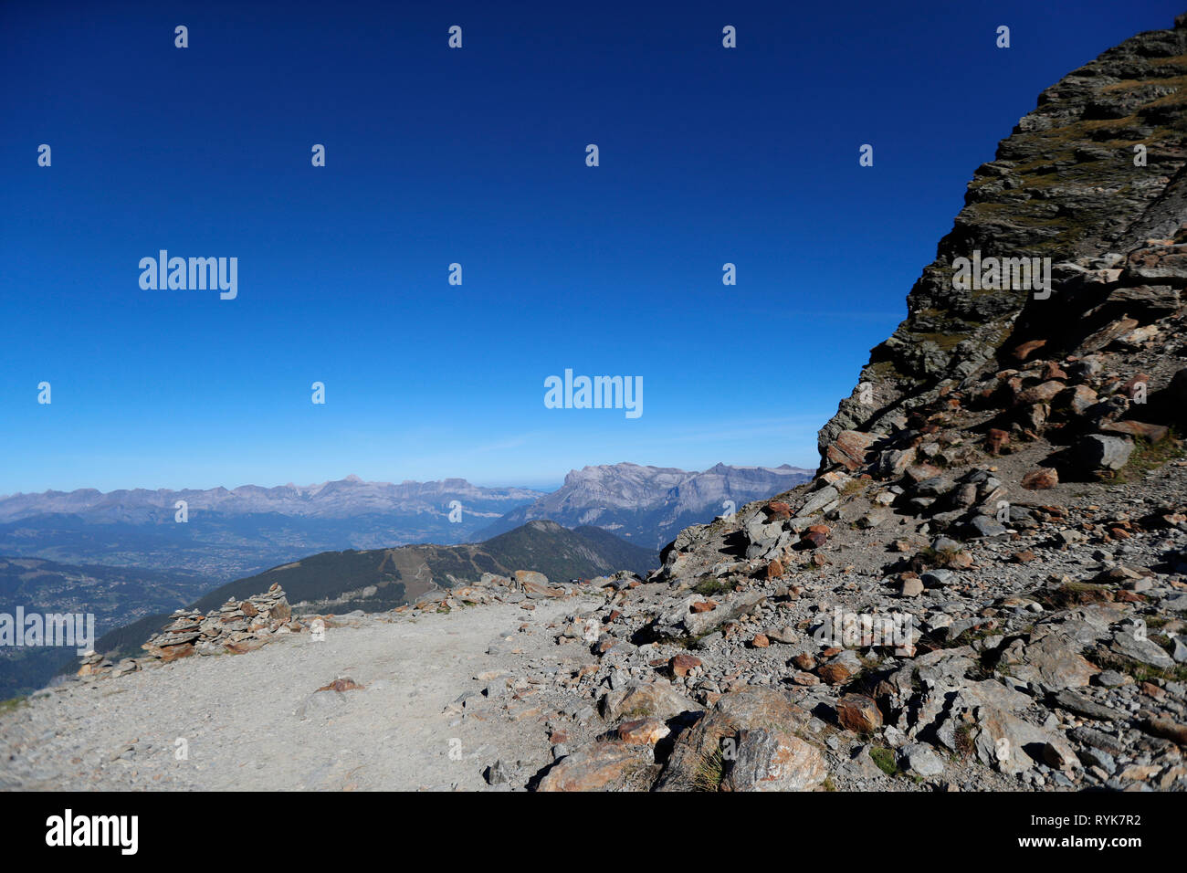 Landschaft der Französischen Alpen im Sommer. Mont Blanc Massiv. Frankreich. Stockfoto