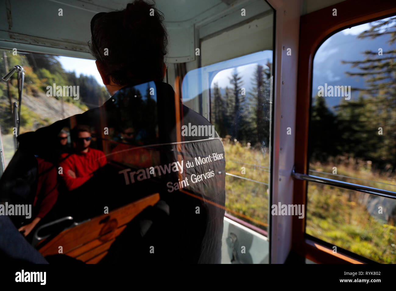 Die französischen Alpen. Der Mont Blanc Straßenbahn (TMB) ist der höchste Berg in Frankreich. Saint-Gervais. Frankreich. Stockfoto