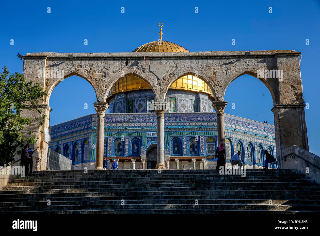 Treppe zu den Felsendom, Jerusalem, Israel. Stockfoto