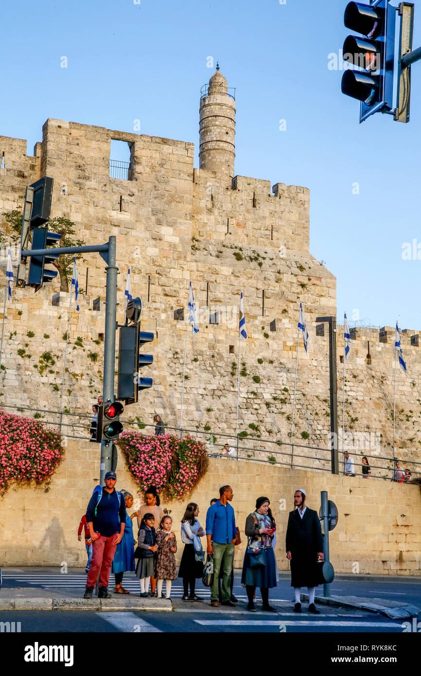 Fußgängerüberweg in Jerusalem, Israel. Stockfoto