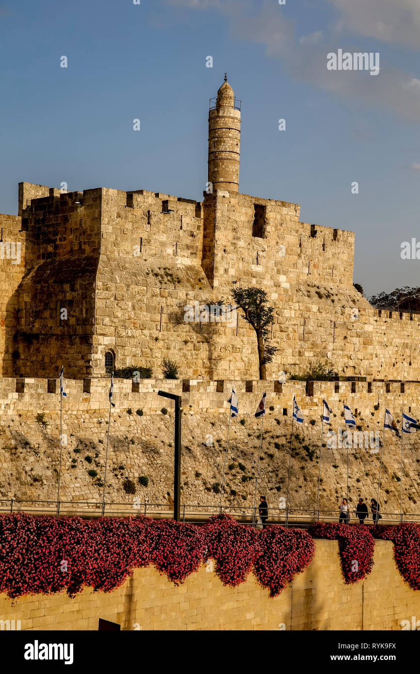 Die alte Stadtmauer, Jerusalem, Israel. Davids Stadt. Stockfoto
