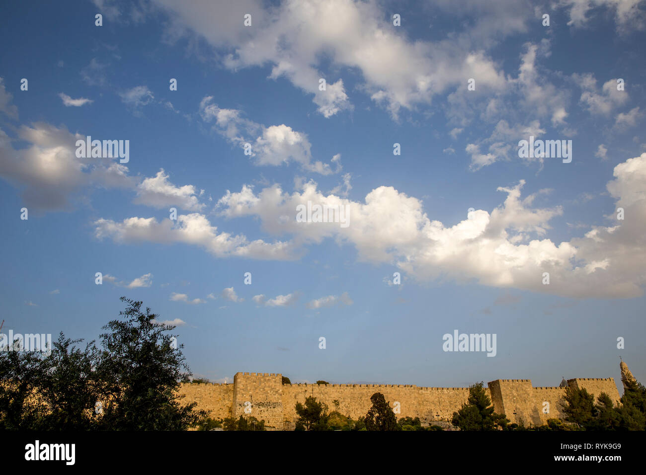Die alte Stadtmauer, Jerusalem, Israel. Stockfoto