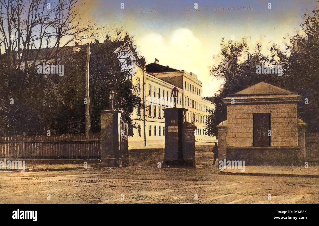 Gebäude in Košice, Tore in der Slowakei, 1912, Region Košice, Kassa, Cs.es K. hadaprodiskola Stockfoto