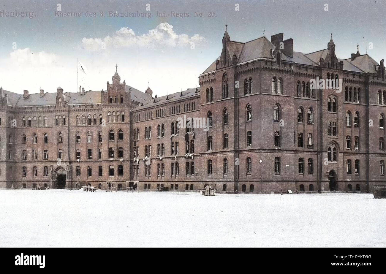 Kaserne des Königreichs Preußen, der militärischen Einrichtungen in Deutschland, Infanterie-Regiment Graf Tauentzien von Wittenberg (3. Brandenburgisches) Nr. 20, Kaserne in Sachsen-Anhalt, Gebäude in Wittenberg, 1915, Sachsen-Anhalt, Lutherstadt Wittenberg, Kaserne des 3. Brandenburgischen Infanterie, regimenter Nr. 20 Stockfoto