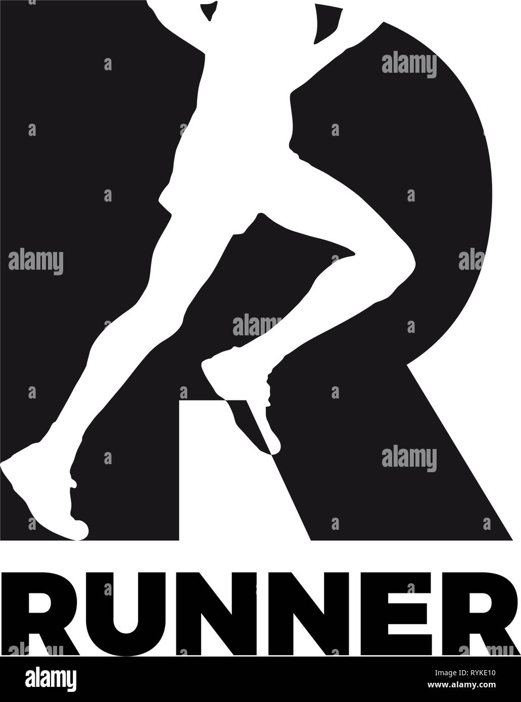 Vektor logo Runner in Buchstabe R Stock Vektor