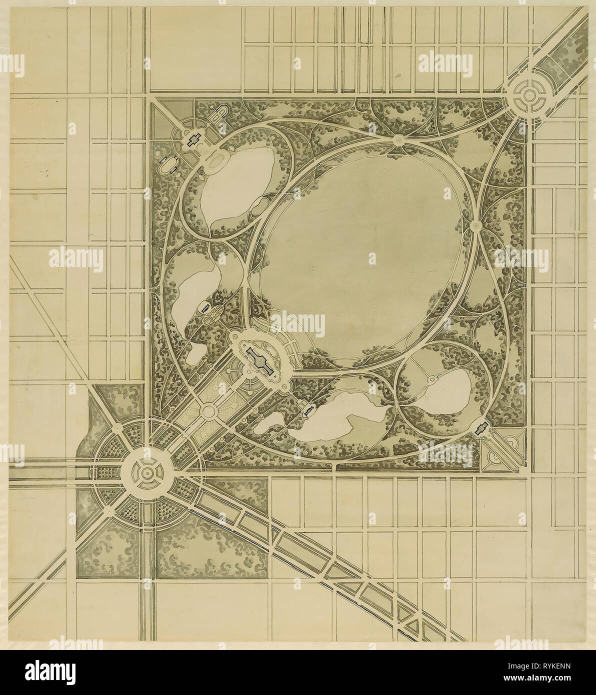 Plan von Chicago, Platte 62, Plan einer vorgeschlagenen Park. Daniel Hudson Burnham, American, 1846-1912; Edward Herbert Bennett, Amerikanische, geboren in England, 1955-1970. Datum: 1909. Abmessungen: 41,4 x 45,5 cm (16 1/4 in. x 18 in.). Tinte und Papier waschen. Herkunft: Chicago. Museum: Das Chicago Art Institute, Chicago, USA. Stockfoto