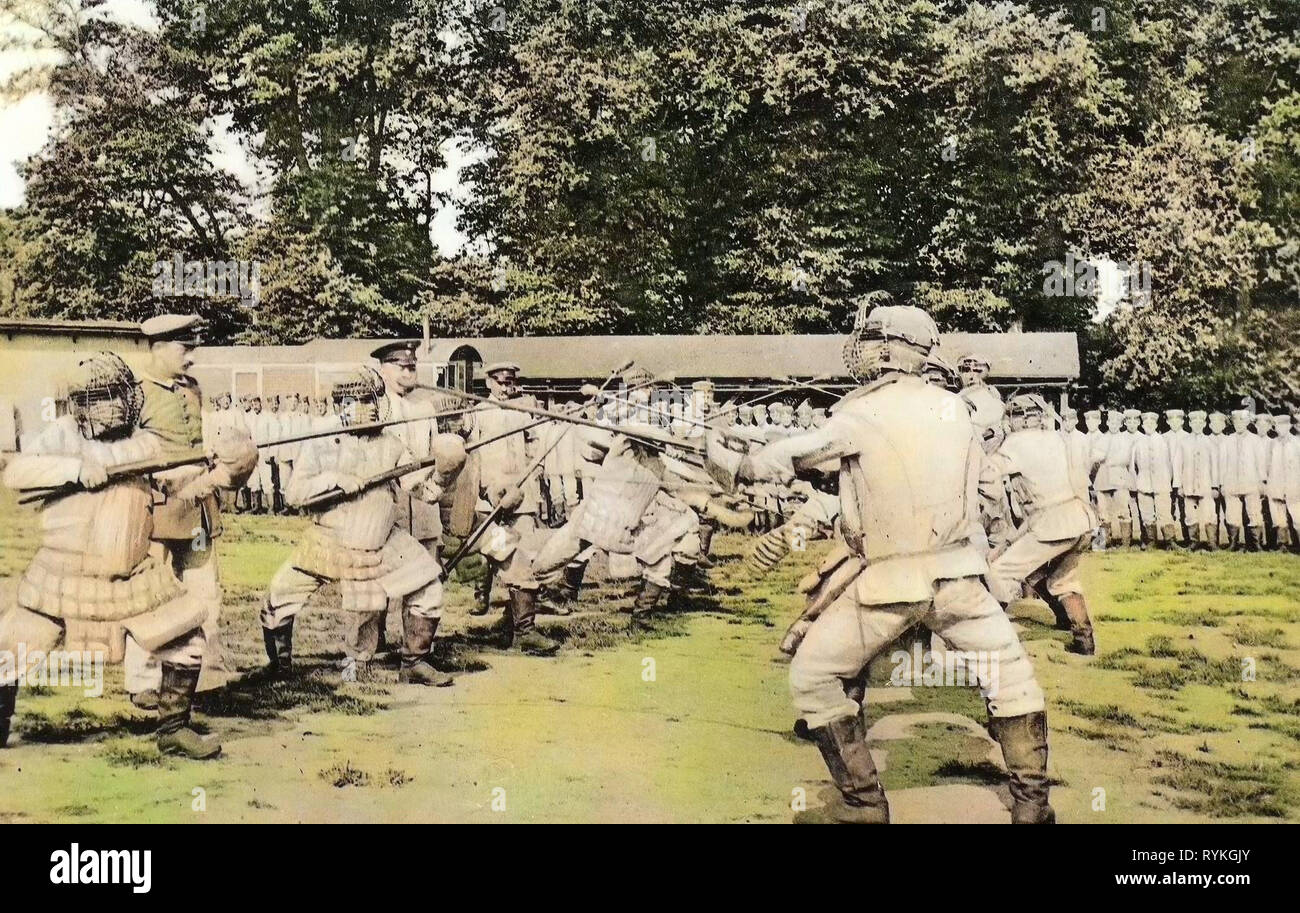 Kategorien, Reserve-Infanterie-Regiment Nr. 102, militärische Ausbildung aus Deutschland, Einsatz von Waffen, 1915, Landkreis Meißen, Großenhain, Ersatz, Bataillon finden, Infanterie, Regiment Nr. 102, Rekrutendepot Stockfoto