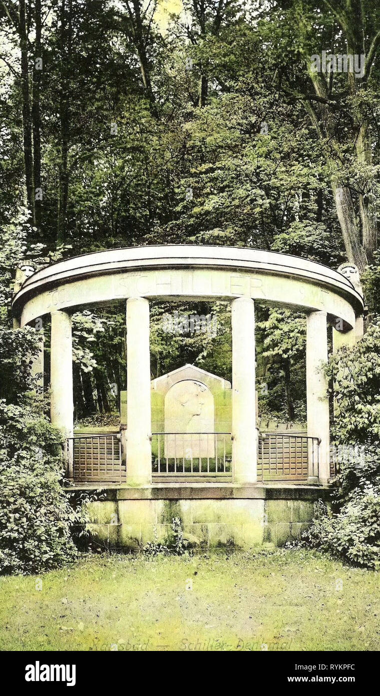 Friedrich Schiller Denkmal in Karlsbad, Gebäude in Karlovy Vary, 1913, Karlsbad, Karlsbad, Schillerdenkmal, Tschechische Republik Stockfoto