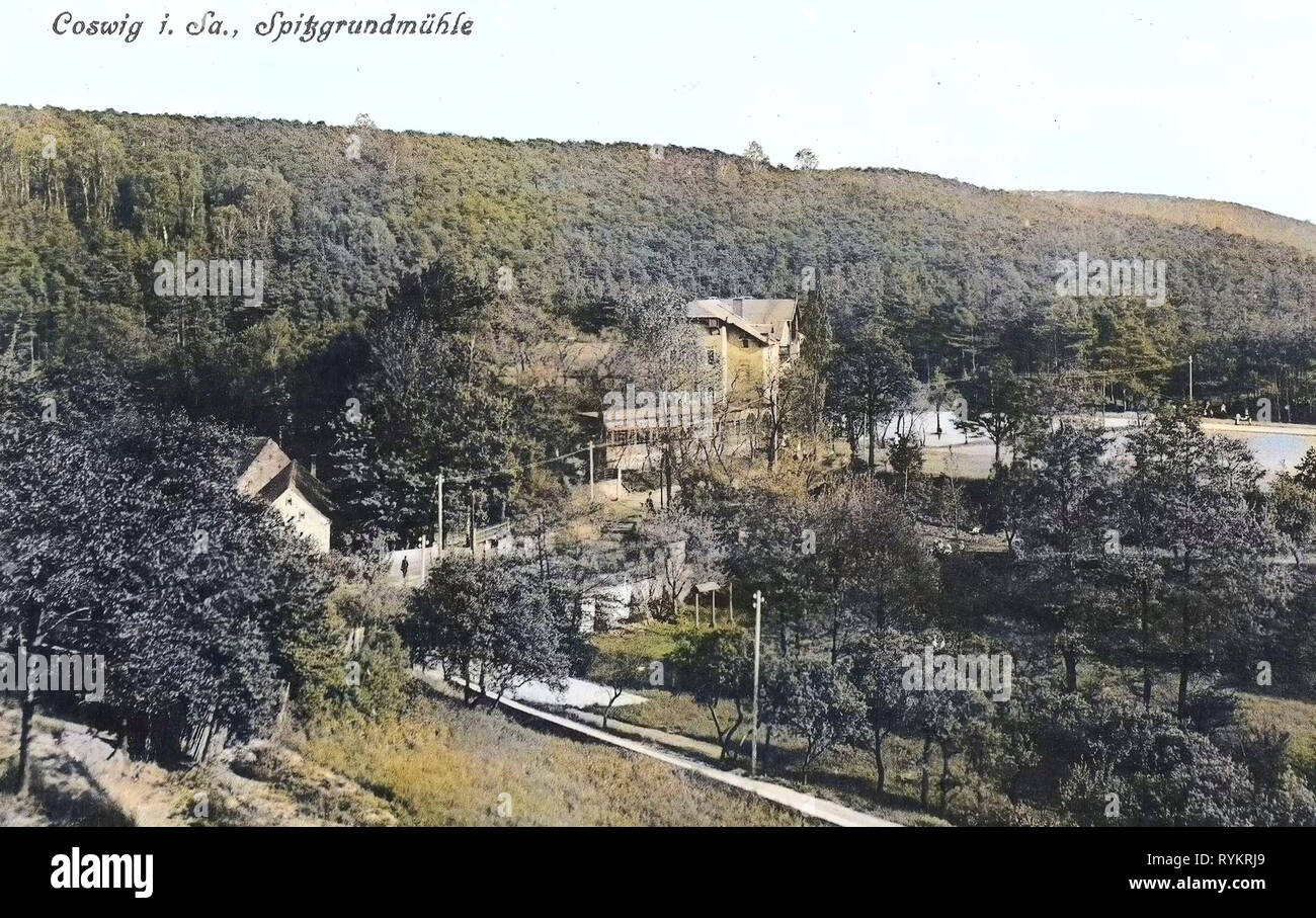 Coswig Am Spitzberg 2, 1913, Landkreis Meißen, Coswig Spitzgrundmühle, Deutschland Stockfoto
