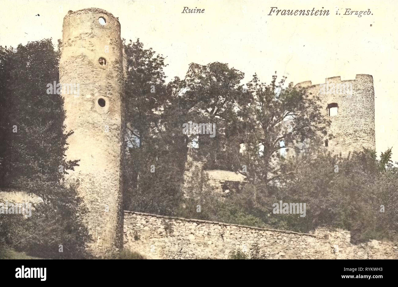 Burg Frauenstein (Erzgebirge), 1921, Landkreis Mittelsachsen, Frauenstein, Ruine, Deutschland Stockfoto