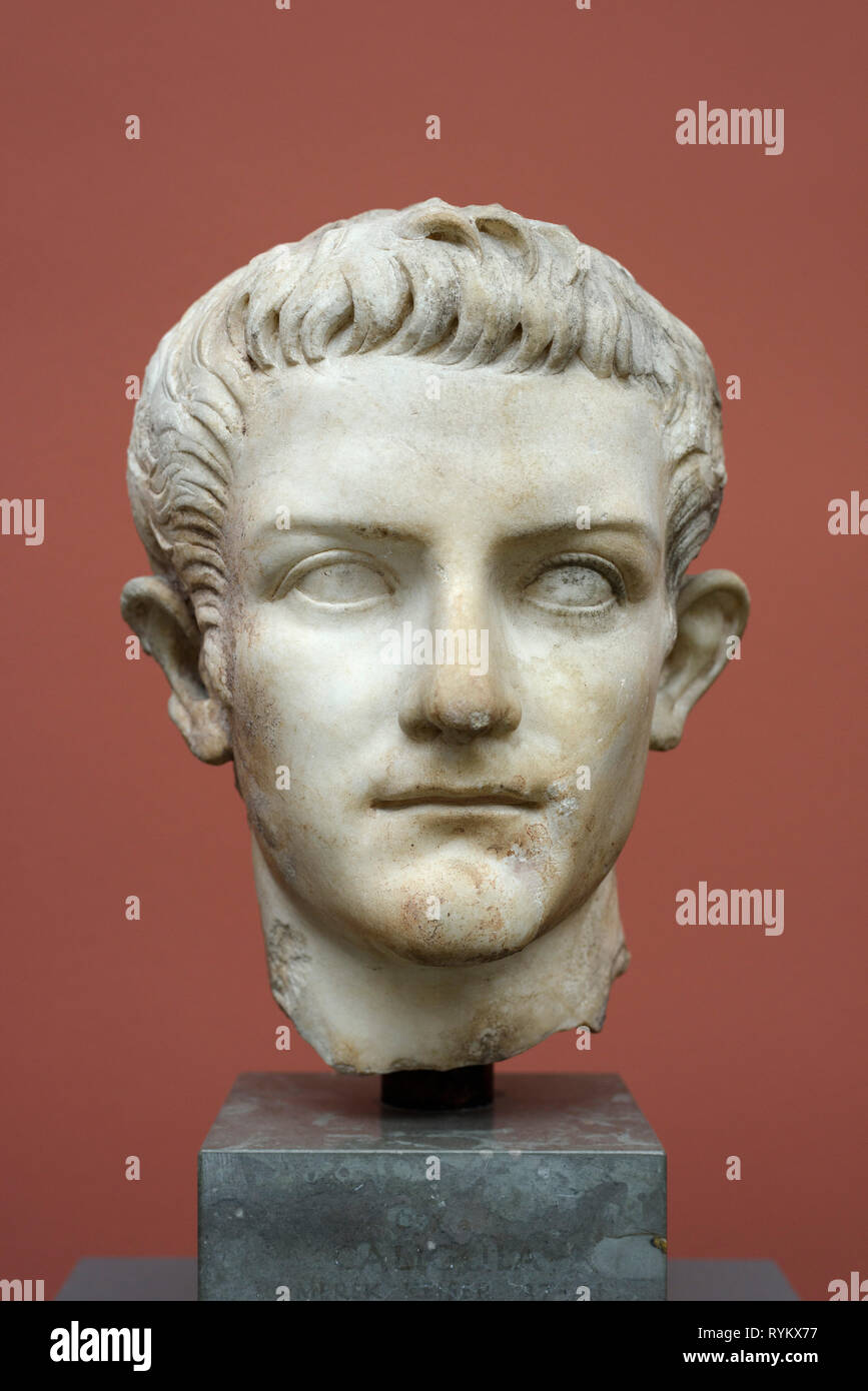 Kopenhagen. Dänemark. Portrait Büste des römischen Kaisers Caligula, Ny Carlsberg Glyptotek. Gaius Julius Caesar Augustus Germanicus aka Caligula (12 AD- Stockfoto