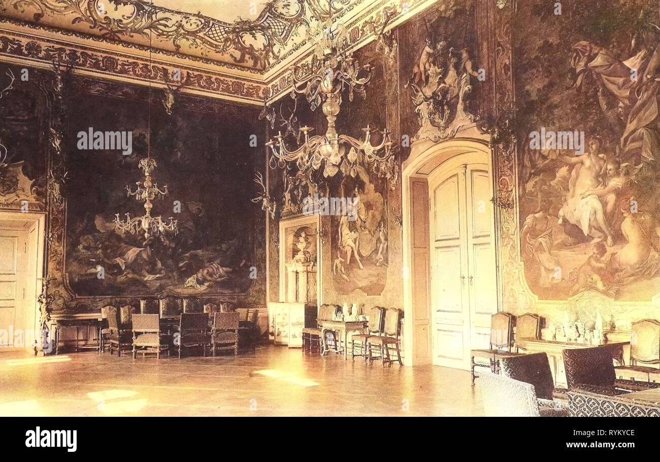Innenraum von Schloss Moritzburg, Wandbilder in Sachsen, 1902, Landkreis  Meißen, Moritzburg, Jagdschloß Monströsensaal, Deutschland Stockfotografie  - Alamy