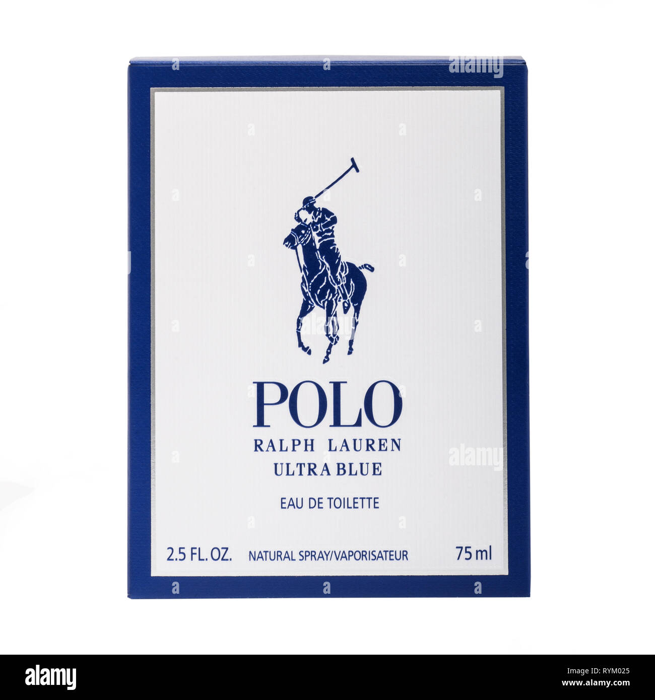 Eine Box von Polo von Ralph Lauren nach aftershave auf weißem Hintergrund Rasur Stockfoto