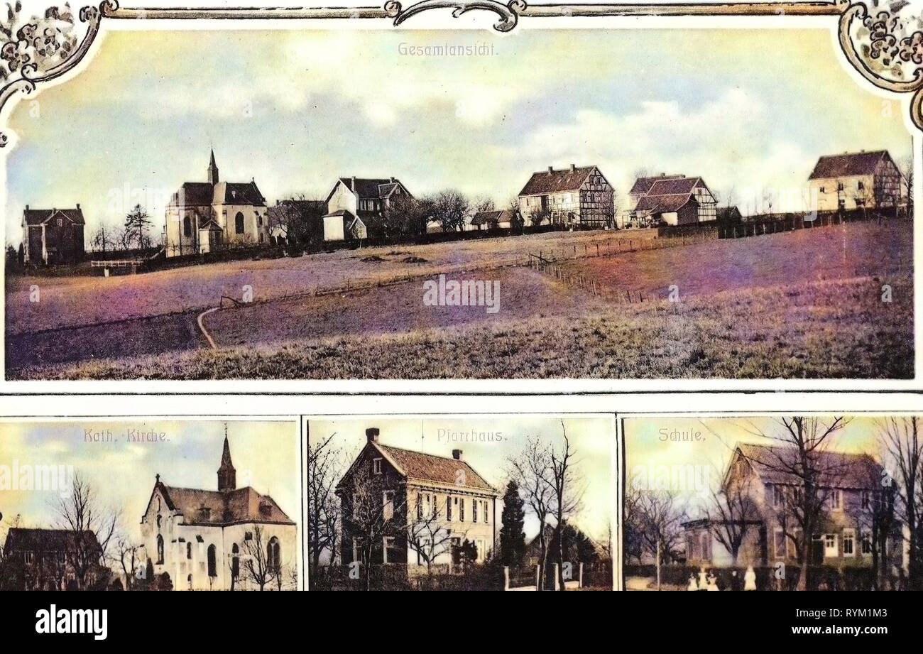 Multiview Postkarten, Kirchen in Wermelskirchen, Pfarrhäuser in Rheinisch-Bergischer Kreis, Postkarten von Schulen in Deutschland, Dabringhausen, 1906, Grunewald, Ortsansichten von Grunewald Stockfoto