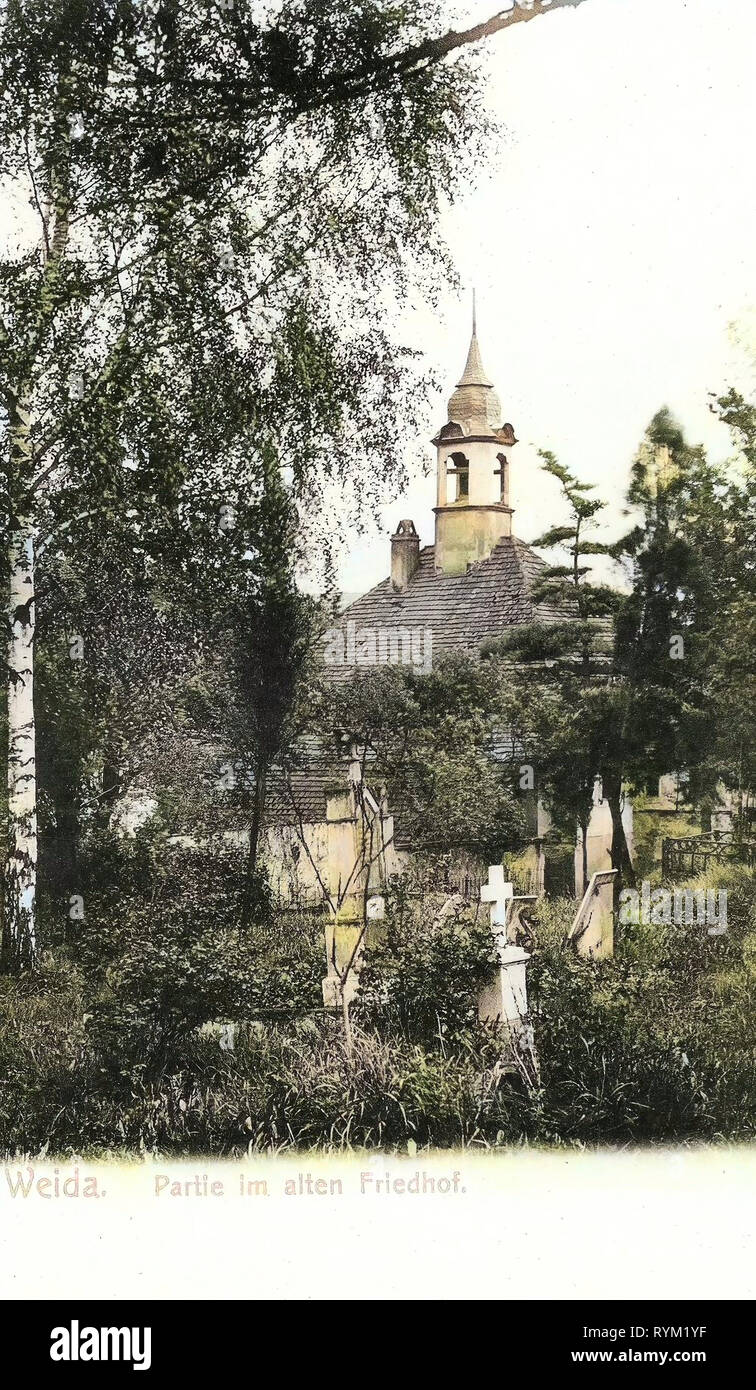 Friedhöfe im Landkreis Greiz, Kirchen in Weida, 1906, Thüringen, Weida, Alter Friedhof, Deutschland Stockfoto