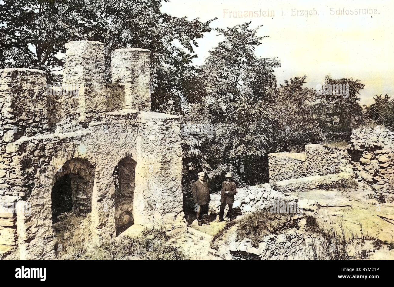 Burg Frauenstein (Erzgebirge), 1906, Landkreis Mittelsachsen, Frauenstein, Schloßruine, Deutschland Stockfoto
