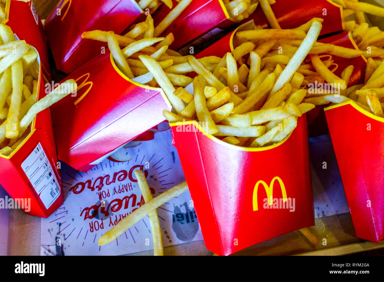 McDonalds Pommes, Spanien McDonalds Pommes Frites Stockfoto