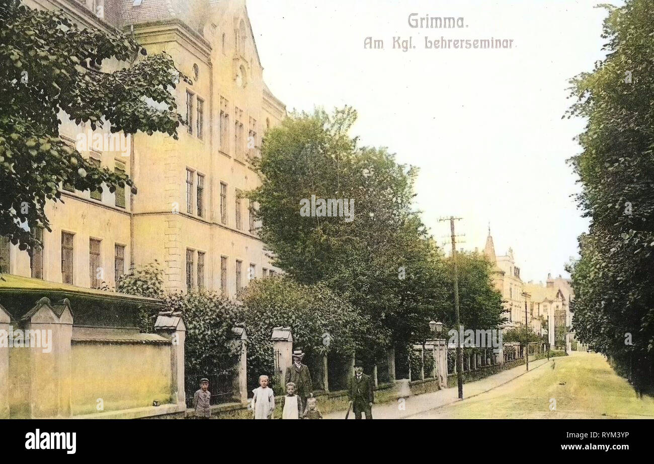 Pädagogische Hochschulen, Gebäude in Grimma, 1908, Landkreis Leipzig, Grimma, Lehrerseminar, Deutschland Stockfoto