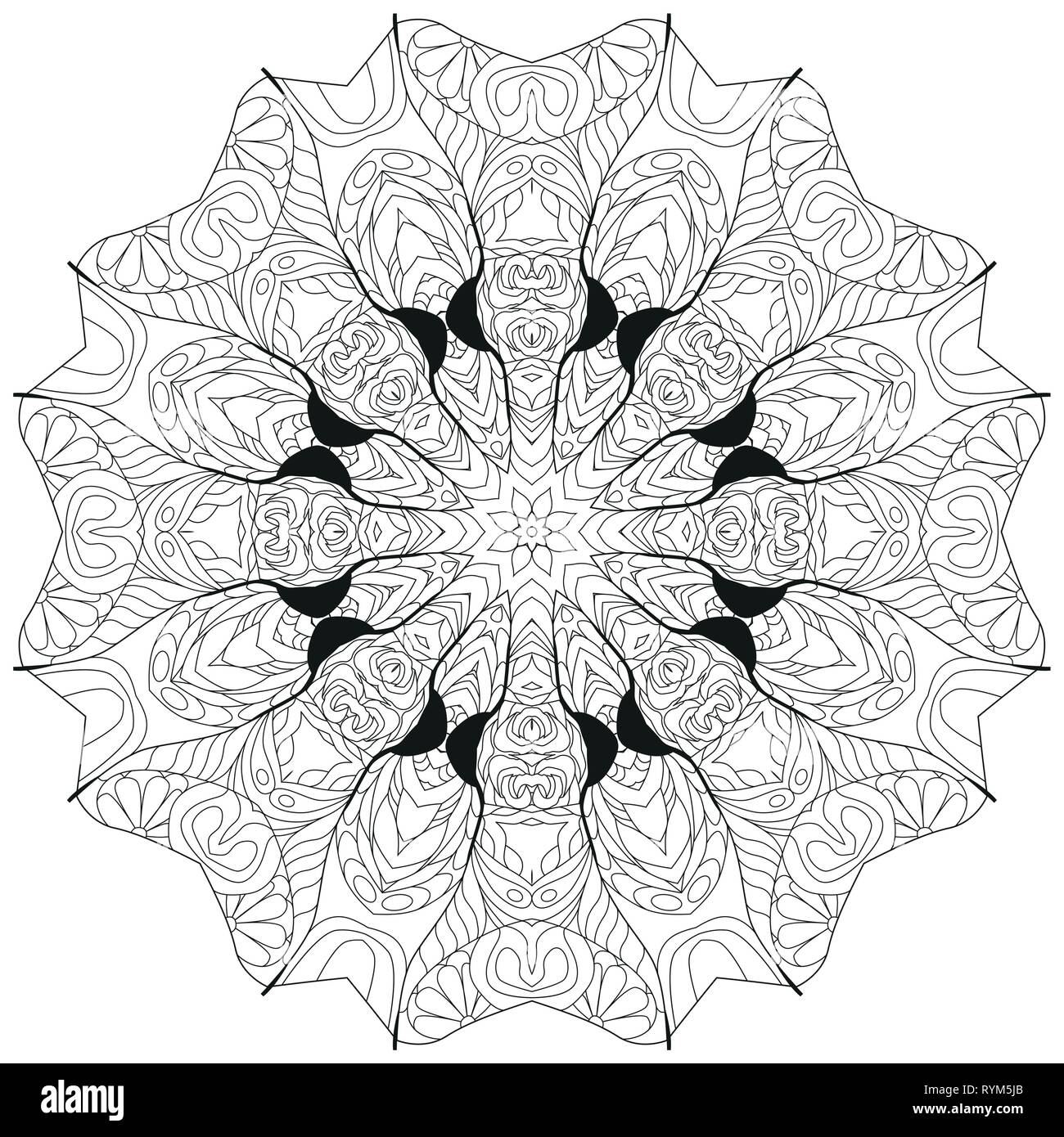 Hand gezeichnet zentangle kreisförmiges Ornament für Färbung Seite. Stock Vektor